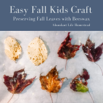 Easy Fall Kids Craft with leaves on parchment paper