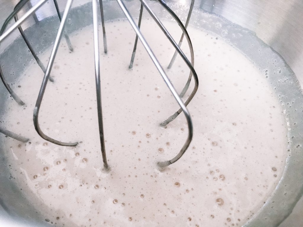 Marshmallow mixture in a mixer