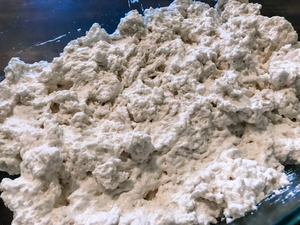 Marshmallow mixture spread in a dish